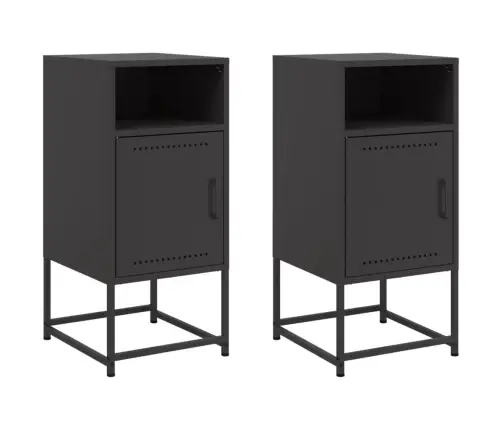 Naktsskapīši,2 Gab., Melni, 36X39X78 Cm, Tērauds Vidaxl