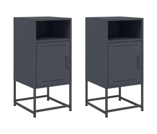 Naktsskapīši,2 Gab., Antracītpelēki, 36X39X78 Cm, Tērauds Vidaxl