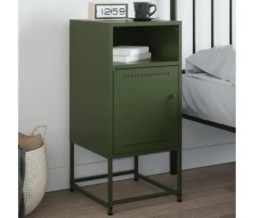 Naktsskapītis, Olīvu Zaļš, 36X39X78 Cm, Tērauds Vidaxl
