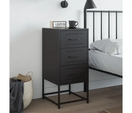 Naktsskapītis, Melns, 36X39X78 Cm, Tērauds Vidaxl
