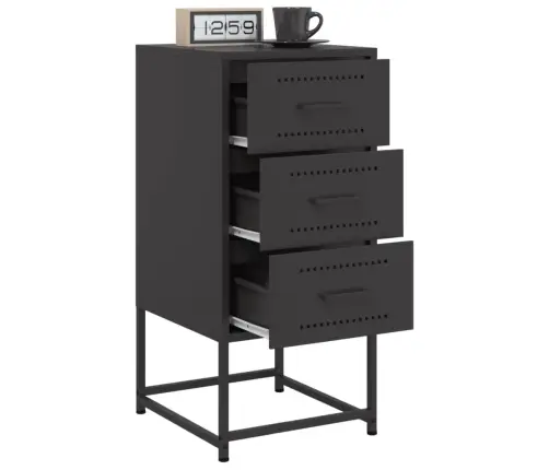 Naktsskapītis, Melns, 36X39X78 Cm, Tērauds Vidaxl