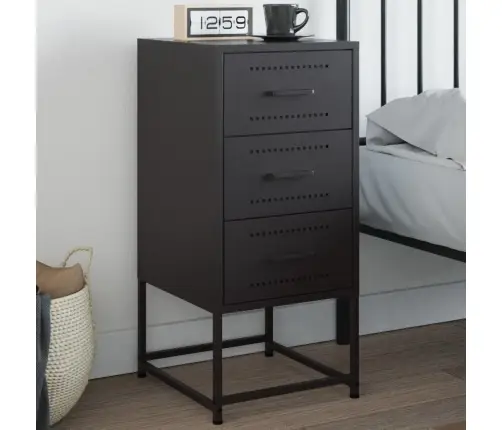 Naktsskapītis, Melns, 36X39X78 Cm, Tērauds Vidaxl
