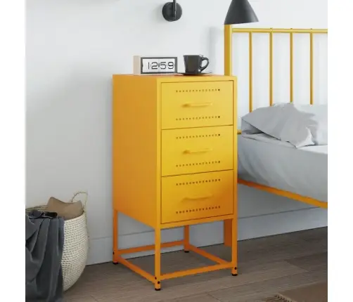 Naktsskapītis, 36X39X78 Cm, Tērauds, Sinepju Dzeltens Vidaxl