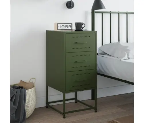 Naktsskapītis, Olīvu Zaļš, 36X39X78 Cm, Tērauds Vidaxl