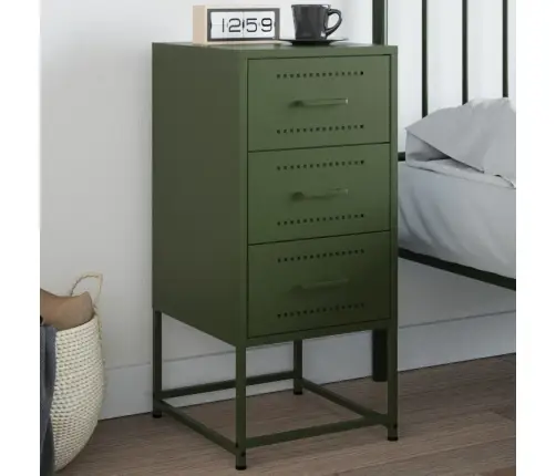 Naktsskapītis, Olīvu Zaļš, 36X39X78 Cm, Tērauds Vidaxl