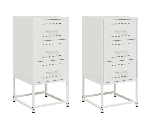 Naktinės Spintelės, 2Vnt., Baltos Spalvos, 36X39X78cm Plienas