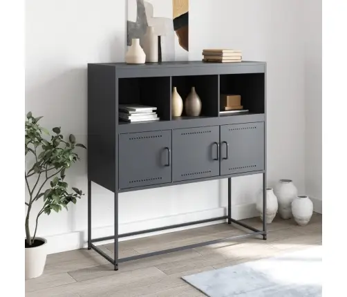 Šoninė Spintelė, Antracito Spalvos, 100,5X39X107cm Plienas Šoninė Spintelė, Antracito Spalvos, 100,5X39X107cm Plienas