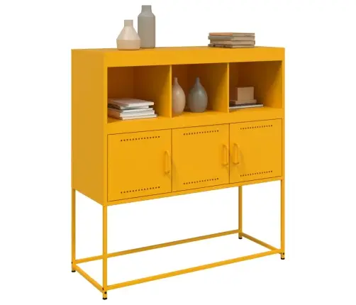 Kumode, Sinepju Dzeltena, 100,5X39X107 Cm, Tērauds Vidaxl