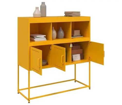 Kumode, Sinepju Dzeltena, 100,5X39X107 Cm, Tērauds Vidaxl