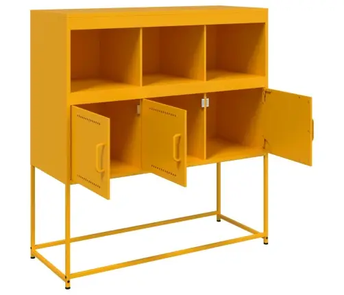 Kumode, Sinepju Dzeltena, 100,5X39X107 Cm, Tērauds Vidaxl