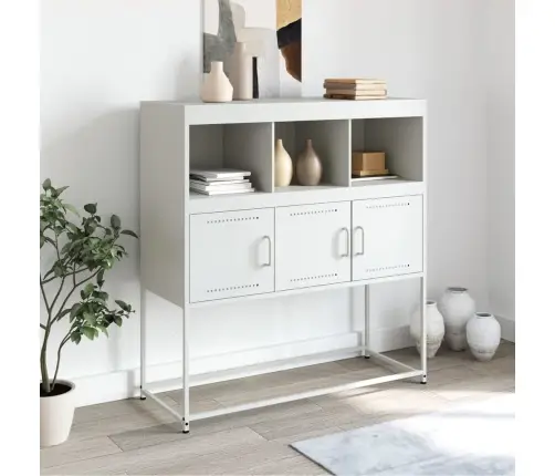 Kumode, Balta, 100,5X39X107 Cm, Tērauds Vidaxl