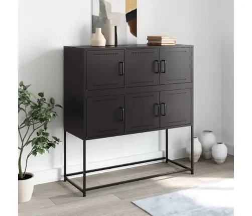 Kumode, Melna, 100,5X39X107 Cm, Tērauds Vidaxl