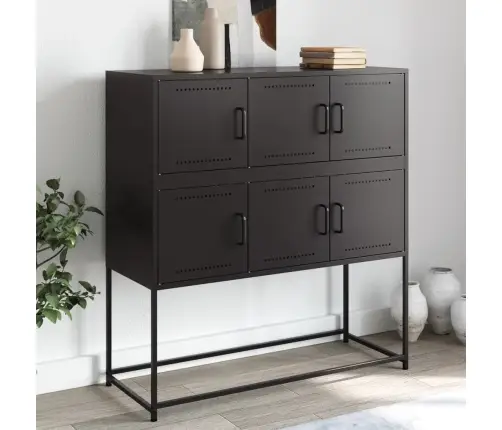 Kumode, Melna, 100,5X39X107 Cm, Tērauds Vidaxl