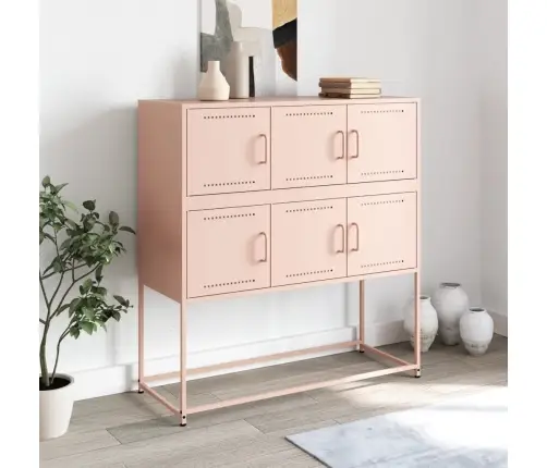 Šoninė Spintelė, Rožinės Spalvos, 100,5X39X107cm Plienas
