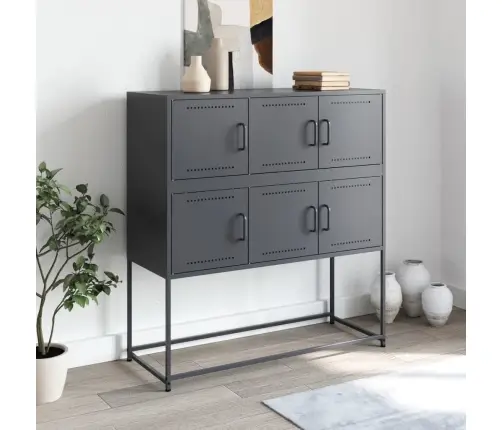 Kumode, Antracītpelēka, 100,5X39X107 Cm, Tērauds Vidaxl