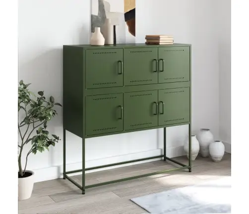 Kumode, Olīvu Zaļa, 100,5X39X107 Cm, Tērauds Vidaxl