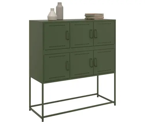 Kumode, Olīvu Zaļa, 100,5X39X107 Cm, Tērauds Vidaxl