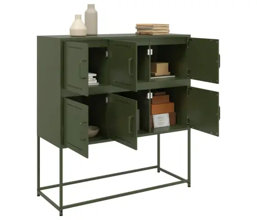 Kumode, Olīvu Zaļa, 100,5X39X107 Cm, Tērauds Vidaxl