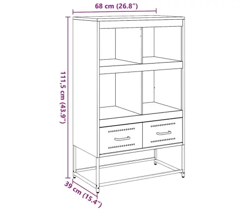 Kumode, Melna, 68X39X111,5 Cm, Tērauds Vidaxl