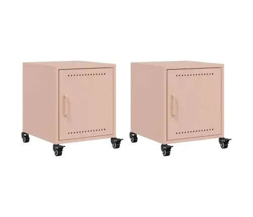 Naktsskapīši, 2 Gab., Rozā, 36X39X43,5 Cm, Tērauds Vidaxl