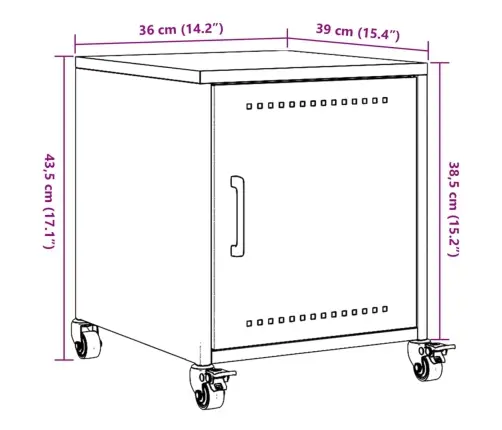 Naktinė Spintelė, Alyvuogių Žalia, 36X39X43,5cm Plienas