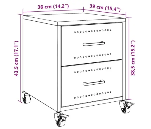 Naktsskapītis, Antracītpelēks, 36X39X43,5 Cm, Tērauds Vidaxl