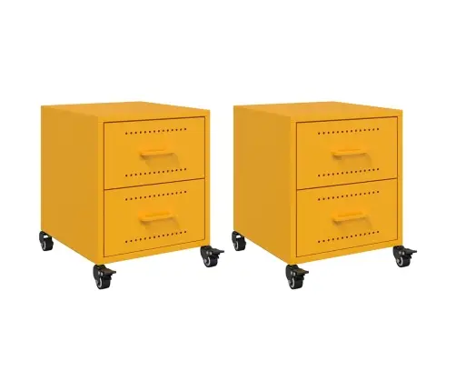 Naktsskapīši, 2 Gab., Sinepju Dzelteni, 36X39X43,5 Cm, Tērauds Vidaxl