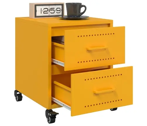 Naktsskapīši, 2 Gab., Sinepju Dzelteni, 36X39X43,5 Cm, Tērauds Vidaxl