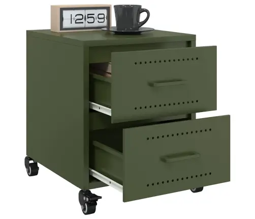 Naktsskapītis, Olīvu Zaļš, 36X39X43,5 Cm, Tērauds Vidaxl