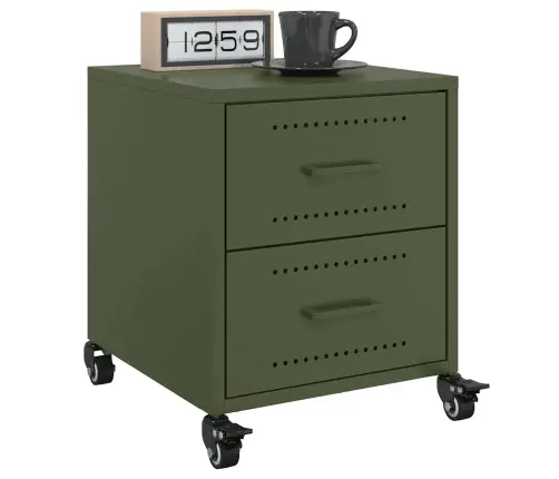 Naktsskapītis, Olīvu Zaļš, 36X39X43,5 Cm, Tērauds Vidaxl