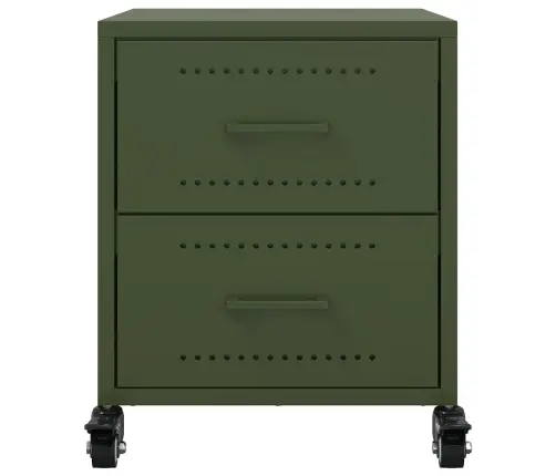 Naktsskapītis, Olīvu Zaļš, 36X39X43,5 Cm, Tērauds Vidaxl