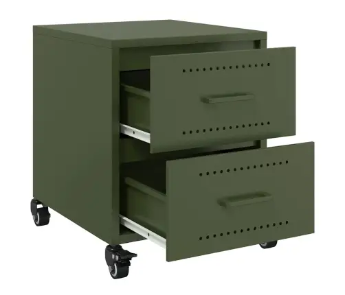 Naktsskapītis, Olīvu Zaļš, 36X39X43,5 Cm, Tērauds Vidaxl