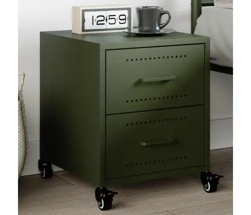 Naktsskapītis, Olīvu Zaļš, 36X39X43,5 Cm, Tērauds Vidaxl