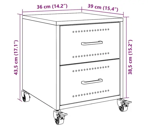Naktsskapīši, 2 Gab., Olīvu Zaļi, 36X39X43,5 Cm, Tērauds Vidaxl