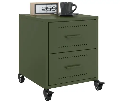 Naktsskapīši, 2 Gab., Olīvu Zaļi, 36X39X43,5 Cm, Tērauds Vidaxl