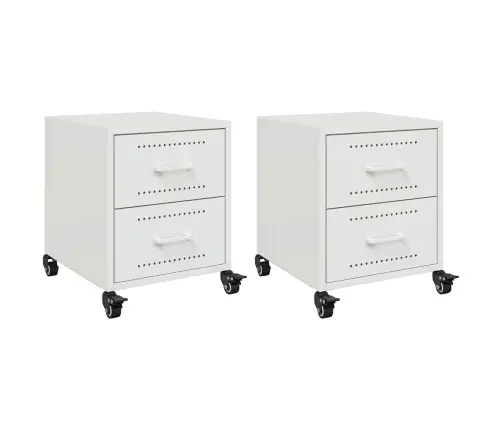 Naktinės Spintelės, 2Vnt., Baltos, 36X39X43,5cm Plienas