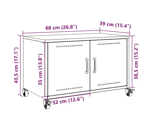 Naktsskapītis, Rozā, 68X39X43,5 Cm, Tērauds Vidaxl