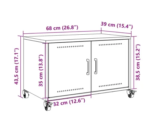 Tv Skapītis, Balts, 68X39X43,5 Cm, Tērauds Vidaxl