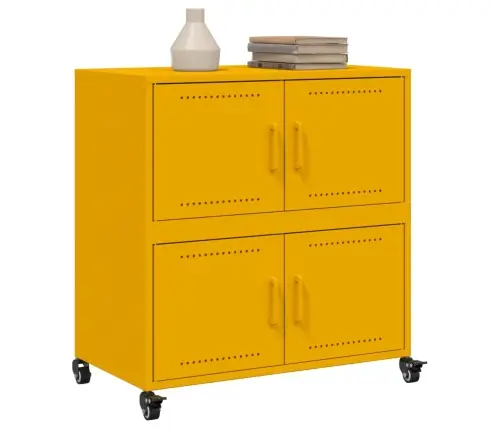 Kumode, Sinepju Dzeltena, 68X39X72 Cm, Tērauds Vidaxl