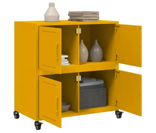 Kumode, Sinepju Dzeltena, 68X39X72 Cm, Tērauds Vidaxl