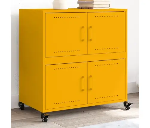 Kumode, Sinepju Dzeltena, 68X39X72 Cm, Tērauds Vidaxl