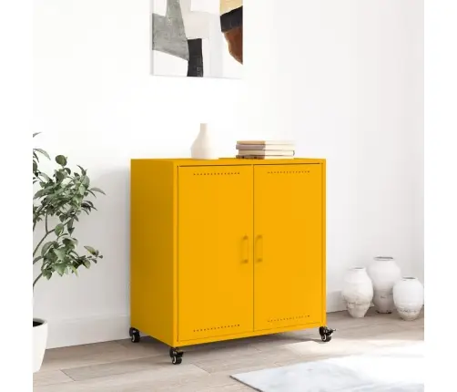 Kumode, Sinepju Dzeltena, 68X39X72 Cm, Tērauds Vidaxl