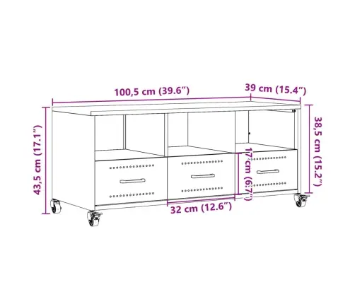 Televizoriaus Spintelė, Alyvuogių, 100,5X39X43,5cm Plienas