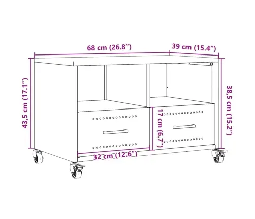 Tv Skapītis, Balts, 68X39X43,5 Cm, Tērauds Vidaxl