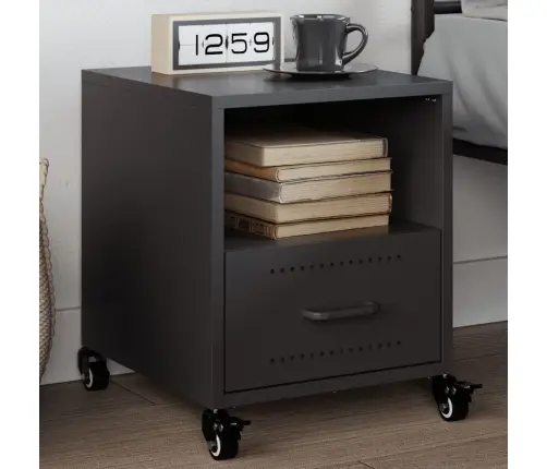 Naktsskapītis, Melns, 36X39X43,5 Cm, Tērauds Vidaxl