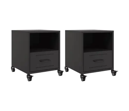Naktsskapīši, 2 Gab., Melni, 36X39X43,5 Cm, Tērauds Vidaxl