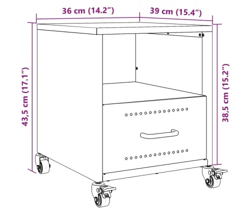 Naktsskapītis, Antracītpelēks, 36X39X43,5 Cm, Tērauds Vidaxl