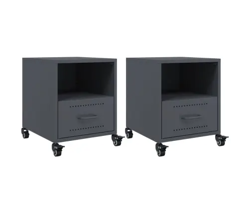 Naktinės Spintelės, 2Vnt., Antracito, 36X39X43,5cm Plienas