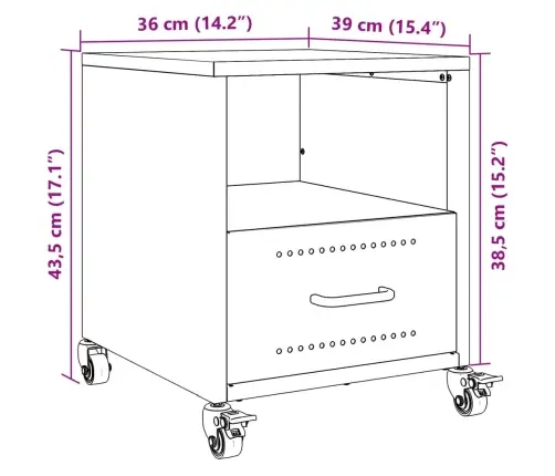 Naktinės Spintelės, 2Vnt., Antracito, 36X39X43,5cm Plienas