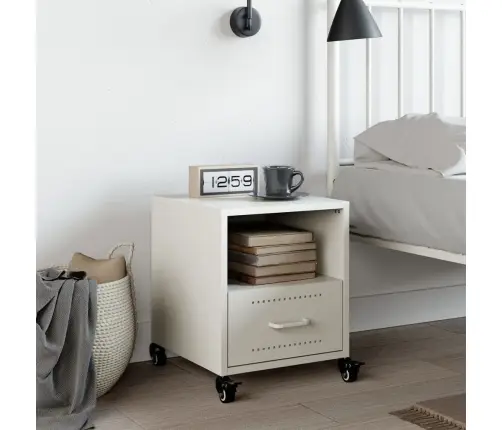 Naktinė Spintelė, Baltos Spalvos, 36X39X43,5cm Plienas